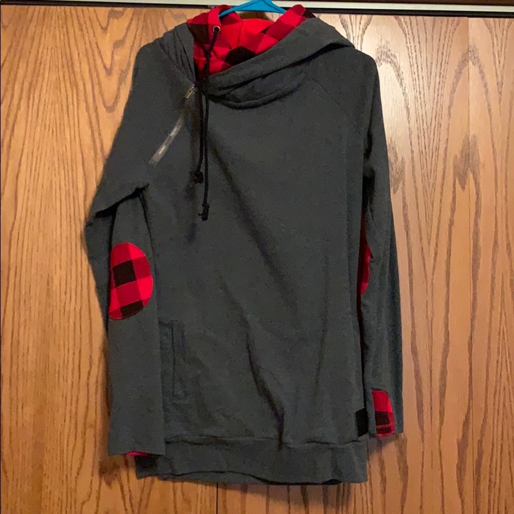 Buffalo plaid double hoodie